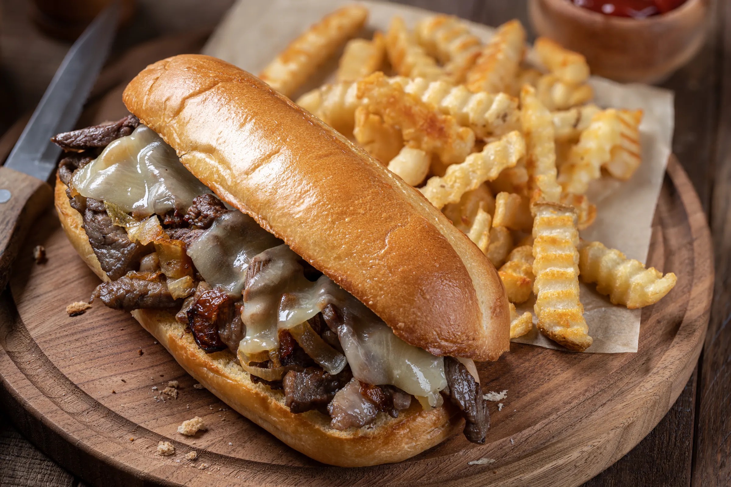 Steak hoagie and fries