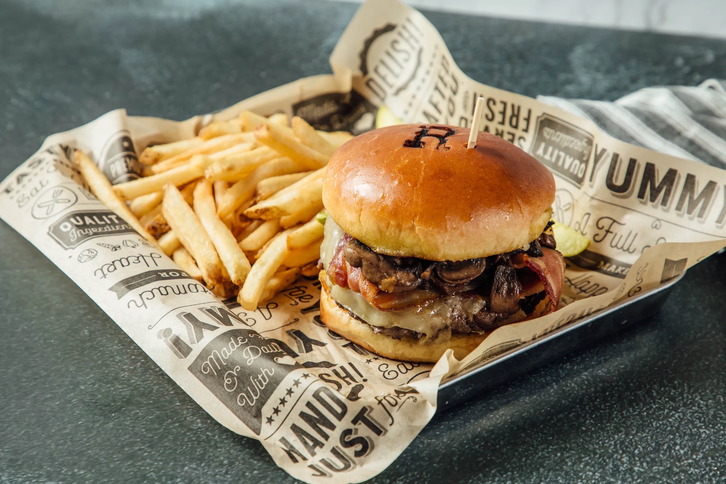 Burger and fries