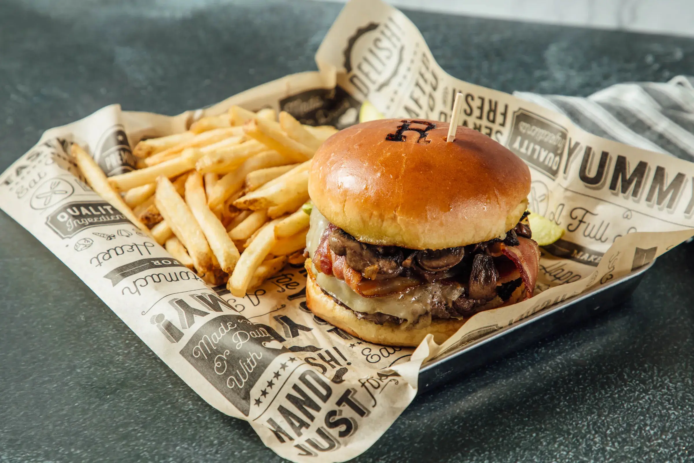 Burger and fries