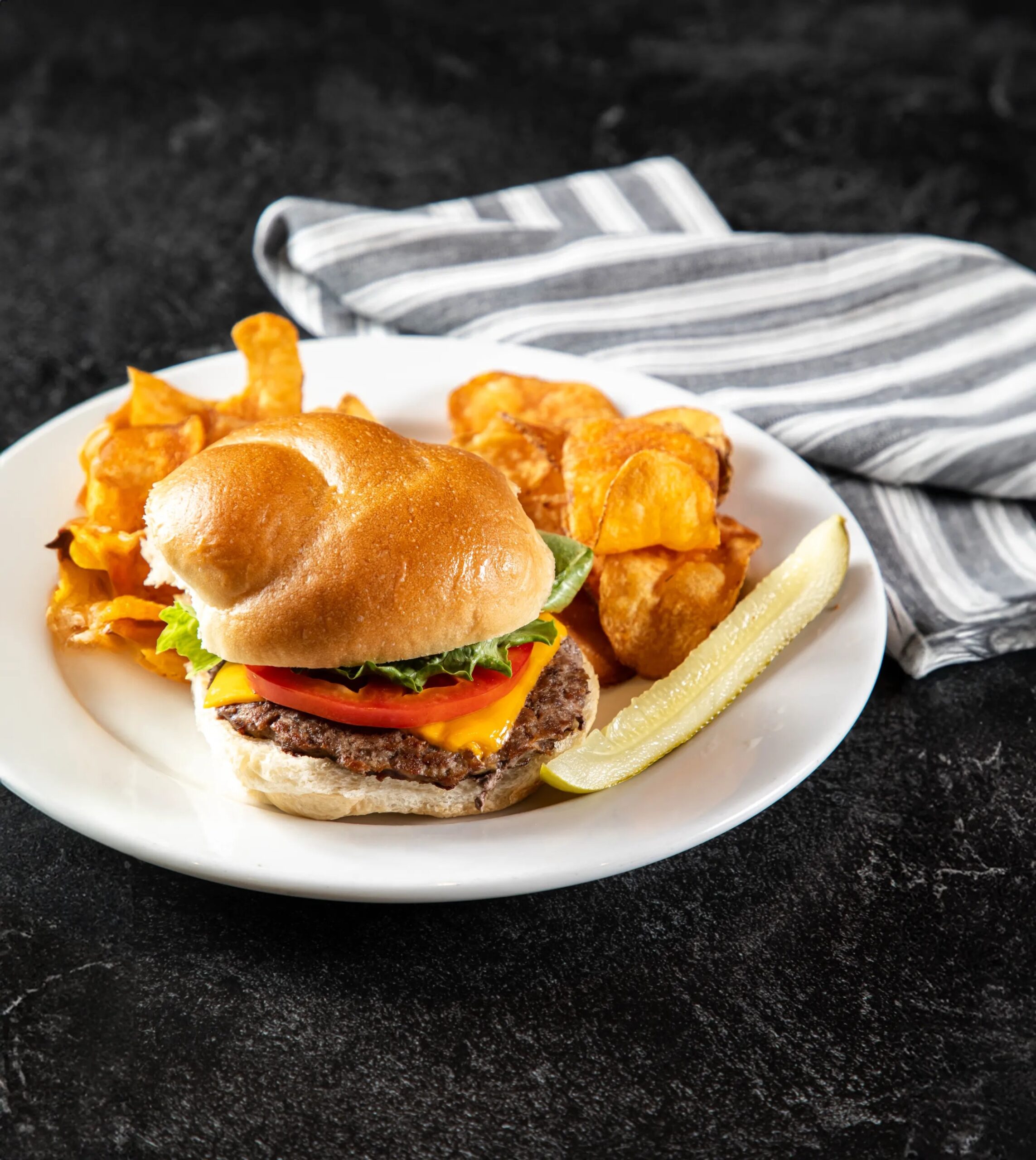 Burger and chips