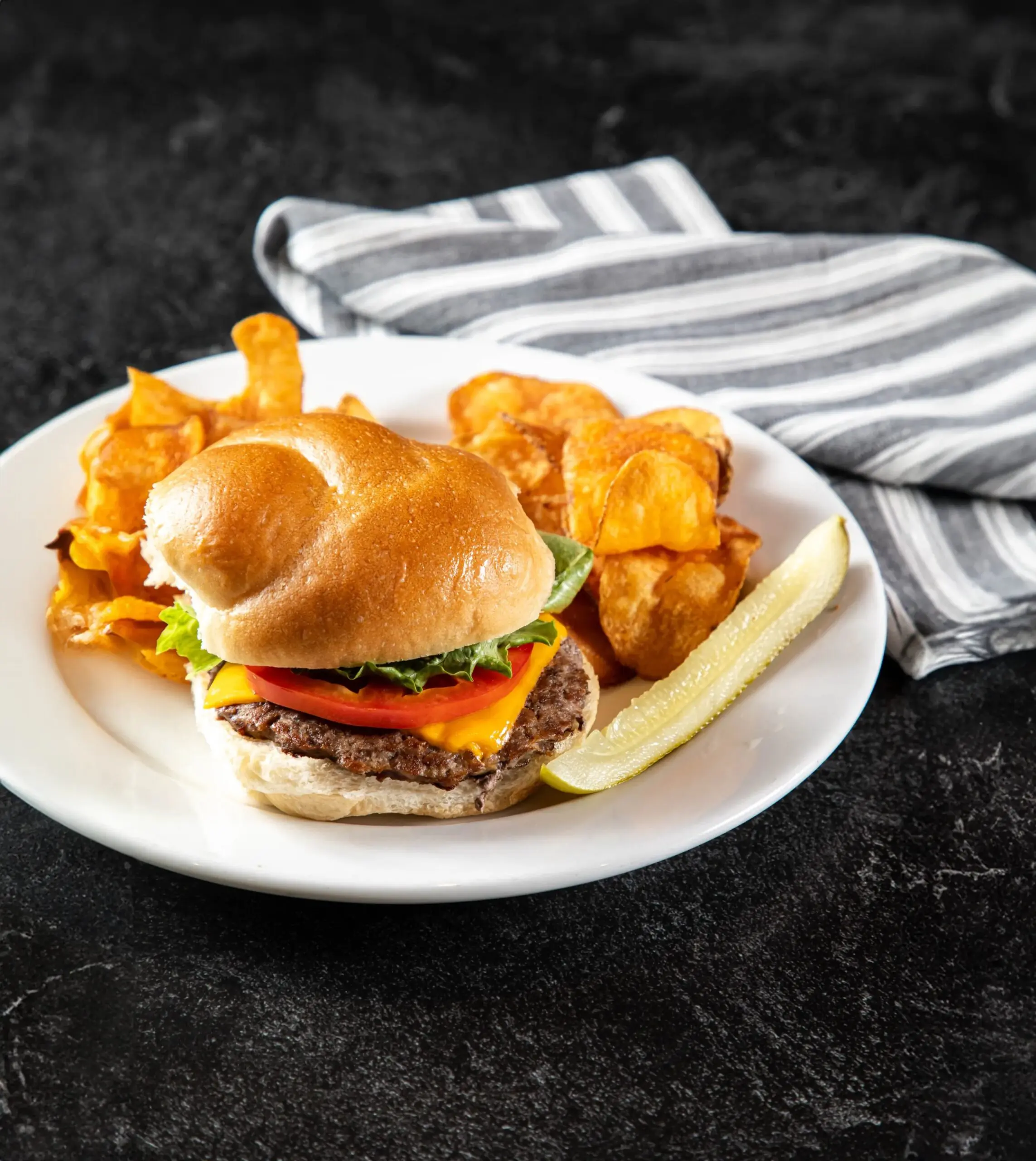 Burger and chips