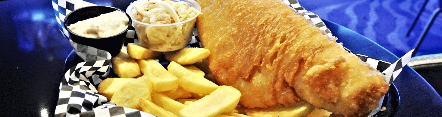Beer battered fish and chips dinner